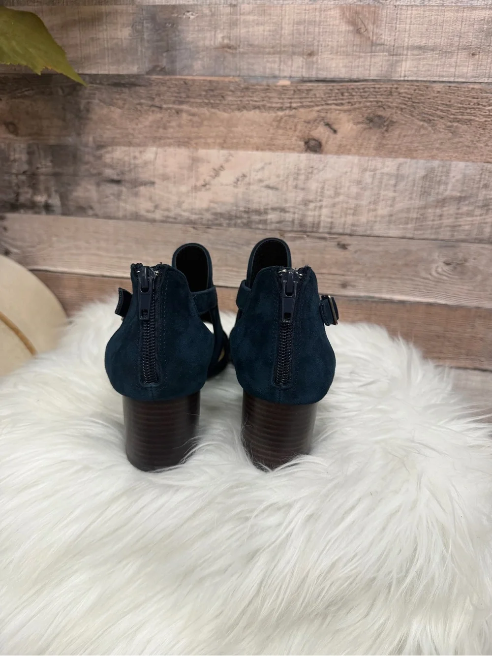 Bella Vita Navy Suede Cutout Ankle Booties